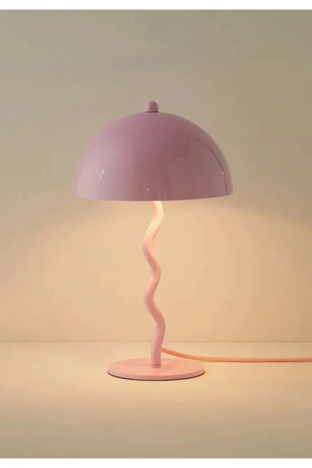 Modern Tasarım Mars Zigzag Abajur Metal Gövde Pembe